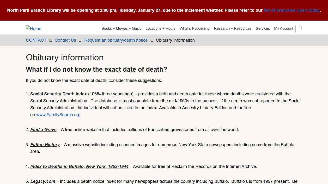 Obituary information www.buffalolib.org